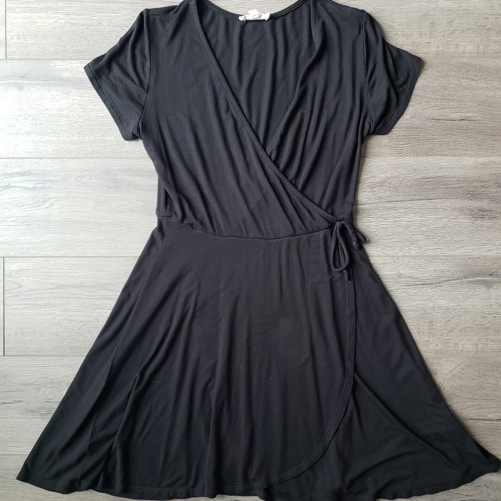 Black Mini Wrap Dress